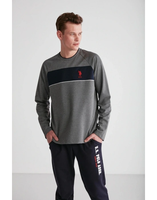 - Erkek Antrasit Melanj Yuvarlak Yaka Pijama Takımı 18721