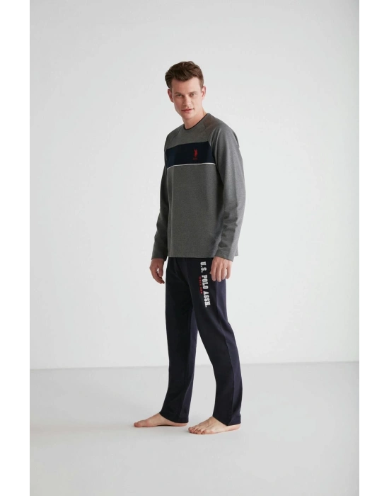 - Erkek Antrasit Melanj Yuvarlak Yaka Pijama Takımı 18721