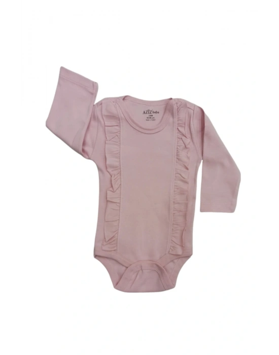 Kız Bebek Fırfırlı Uzun Kollu Çıtçıtlı Body 0-12 Ay