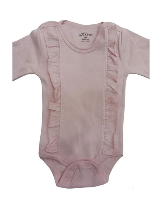 Kız Bebek Fırfırlı Uzun Kollu Çıtçıtlı Body 0-12 Ay