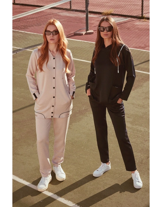 Büyük Beden Tunik Eşofman Takım - Taş