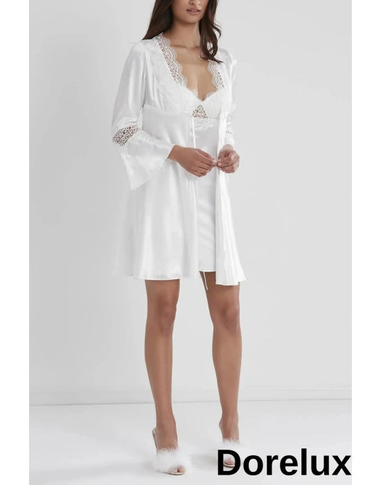 Saten Gecelik Sabahlık Pijama Takım Şort Takım 6lı Gelin Çeyiz Seti 1002