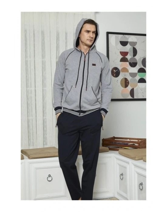 Kapişonlu Eşofman Takımı Gri Melanj