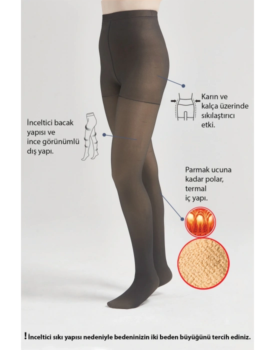 İçi Polarlı İnce Görünümlü Siyah Külotlu Çorap