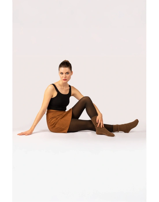 İçi Polarlı Ince Görünümlü Siyah Külotlu Çorap