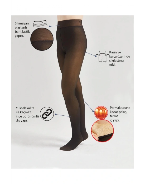 İçi Polarlı Ince Görünümlü Siyah Külotlu Çorap