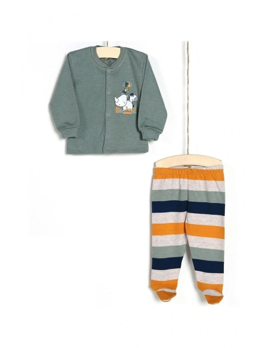 k Erkek Bebek Badi Patikli Pantolon 2li Takım 0-6 Ay 2827