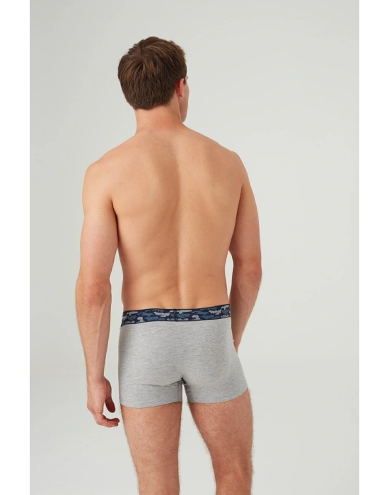 Erkek Gri Melanj - Lacivert 2 Li Boxer 80357