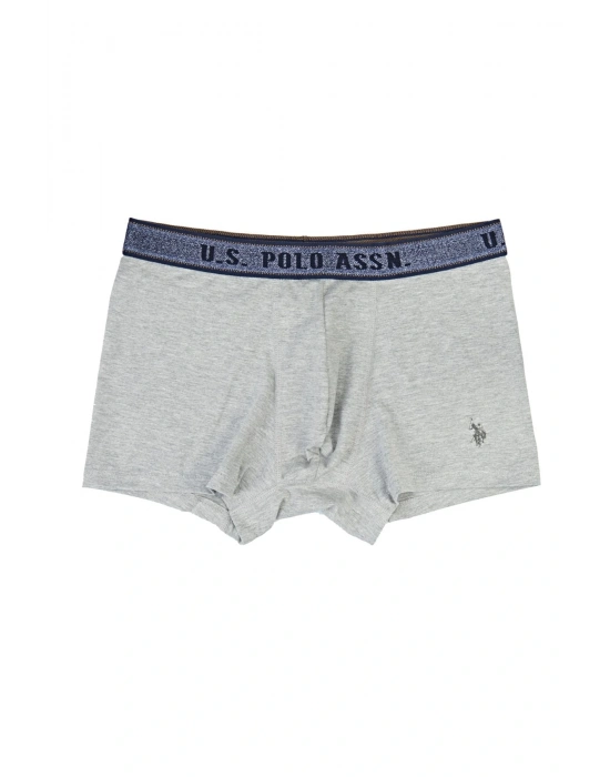 Erkek Gri Melanj /Lacivert Lastikli Tekli Boxer