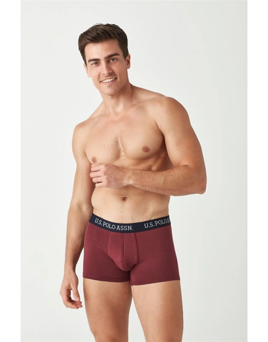 U.S. Polo Assn. Erkek Lacivert - Baskılı - Bordo 3 Lü Boxer
