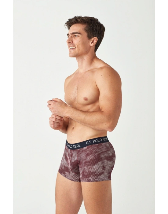 U.S. Polo Assn. Erkek Lacivert - Baskılı - Bordo 3 Lü Boxer