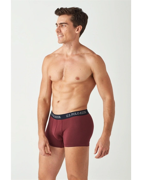 U.S. Polo Assn. Erkek Lacivert - Baskılı - Bordo 3 Lü Boxer
