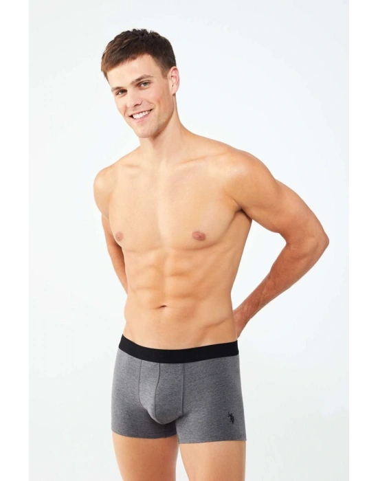 Erkek Antrasit Melanj - Siyah - Baskılı 3 Lü Boxer