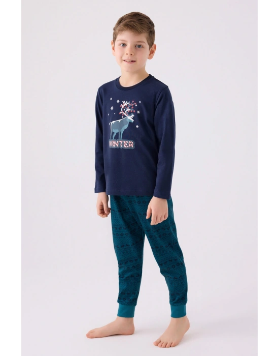 Erkek Çocuk Lacivert Uzun Kol Pijama Takım