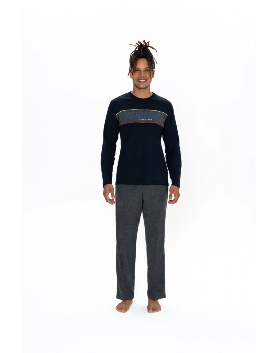 U.S. Polo Assn. Erkek %100 Pamuk  Erkek Lacivert Pijama Takımı 18834