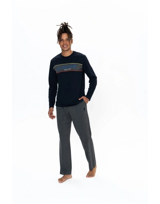 U.S. Polo Assn. Erkek %100 Pamuk  Erkek Lacivert Pijama Takımı 18834