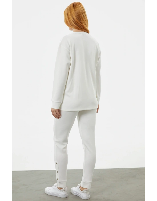 Torba Cep Detaylı Oversize Eşofman Takım - Ekru