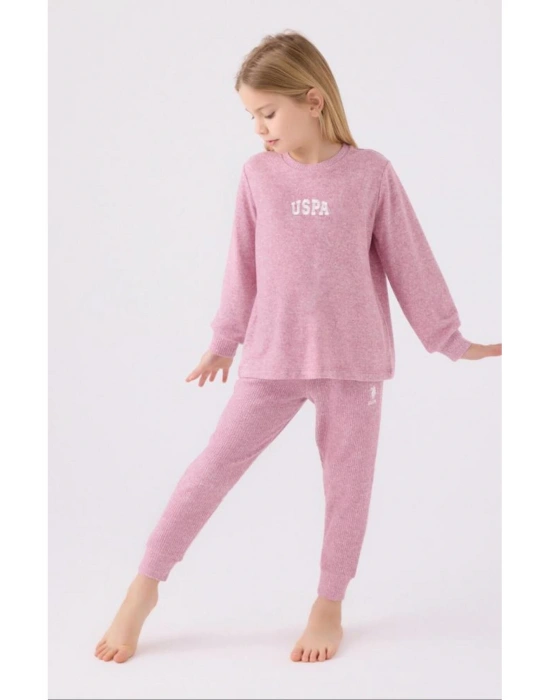 Us Polo Kız Çocuk Uzun Kol Pijama Takım US1987 Leylak