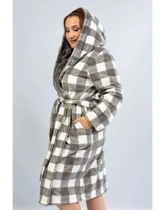 Welsoft Büyük Beden Kapsonlu Uzun Kol Uzun Sabahlık