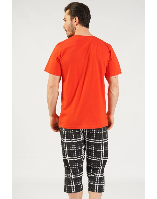 Pamuklu Erkek Kısa Kol Kaprili Pijama Takım