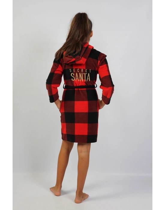 Kız Çocuk Polar Kırmızı Sabahlık C4T6N1O301