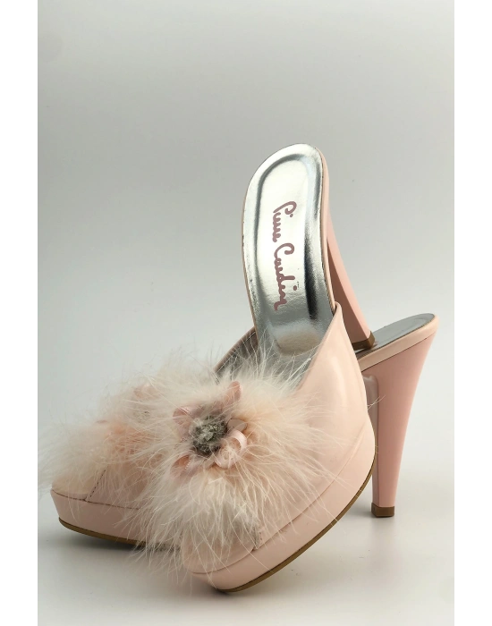 715 Pudra Kadın Çeyizlik Topuklu Terlik