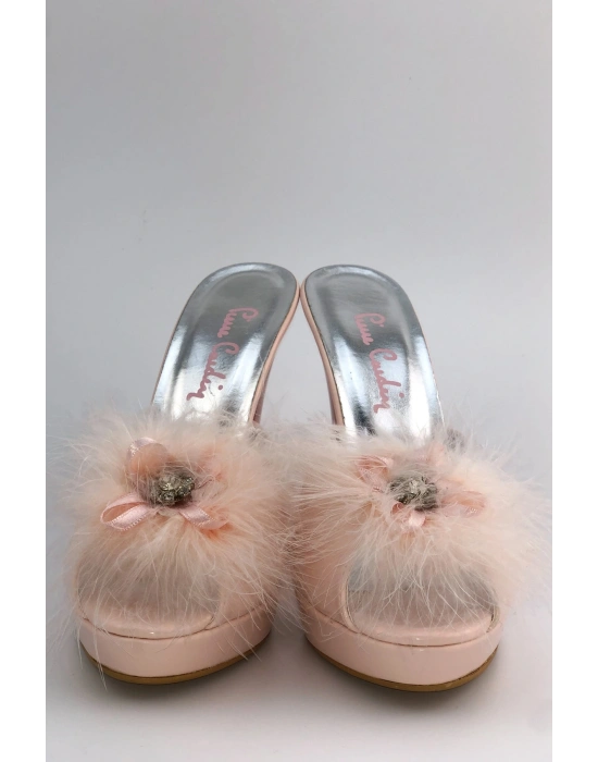 715 Pudra Kadın Çeyizlik Topuklu Terlik