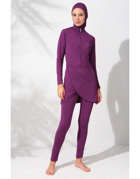 Uzunkollu Fermuarlı Uzunkollu Fermuarlı Tesettür Mayo 231914_MOR