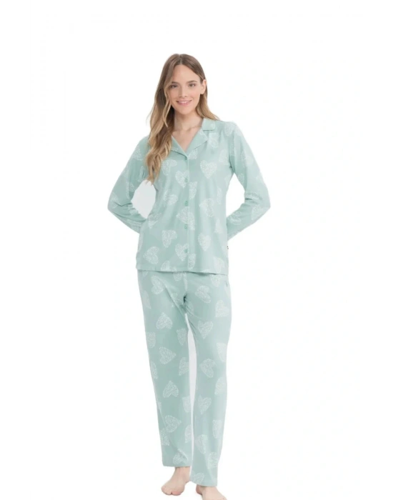 Kadın, Lisanslı, USPA,  Önden Düğmeli, Pijama Takım, Ev Giyim