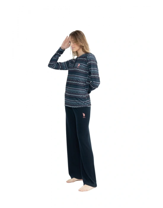 U.S. Polo Assn. Kadın Lacivert Patlı Bol Paça Pijama Takımı 11025K.Z.1ET.AG7.R.1.OU.1.P3.023KMLKE