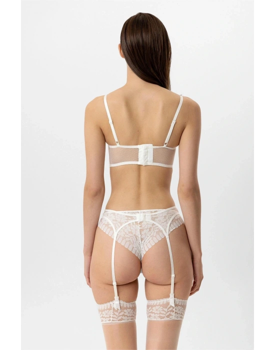 4883 Lingerie Kadın Milan Push Up Dantelli Jartiyer Çorap Sütyen Takım