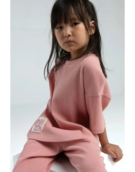 Kız Çocuk Bermuda Takım Waffle Örme Kumaş