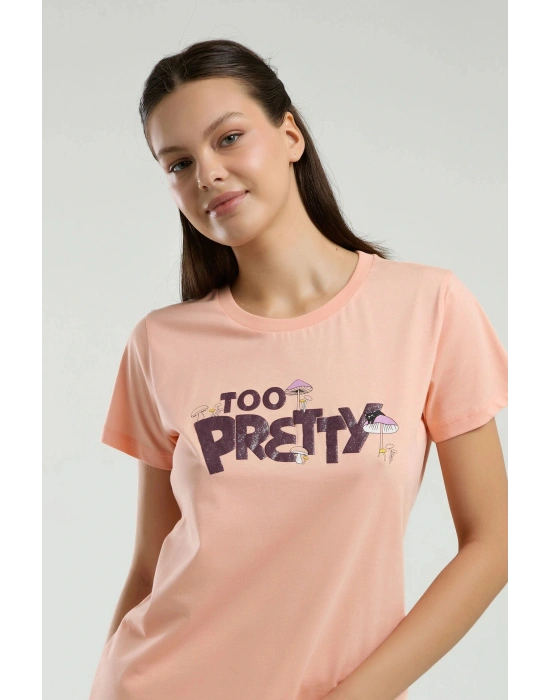 Kadın Turuncu Kısa Kol Pijama Takım