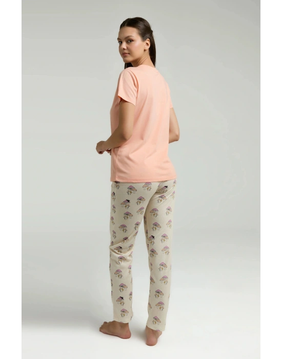 Kadın Turuncu Kısa Kol Pijama Takım