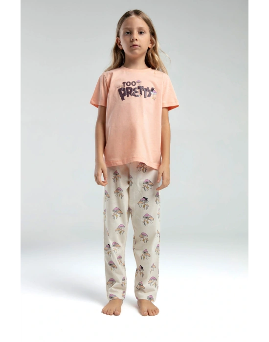 Kız Çocuk Turuncu Kısa Kol Pijama Takım