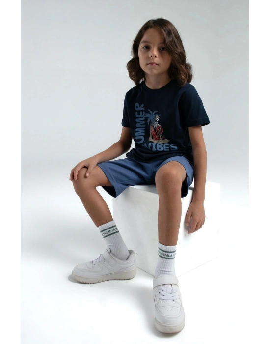 ERKEK ÇOCUK BERMUDA TAKIM - LACİVERT