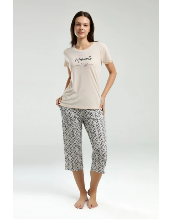 Kadın Krem Kapri Takım