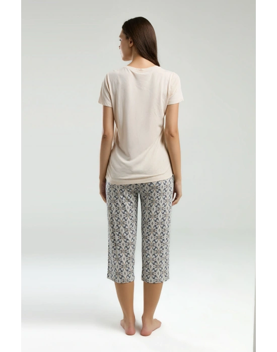 Kadın Krem Kapri Takım