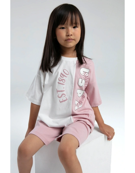 Kız Çocuk Pembe Bermuda Takım