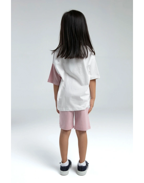 Kız Çocuk Pembe Bermuda Takım