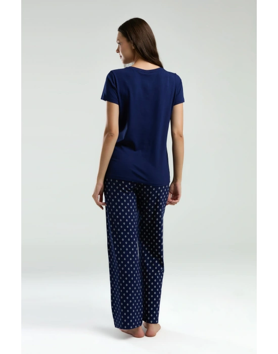 Kadın Lacivert Kısa Kol Pijama Takım