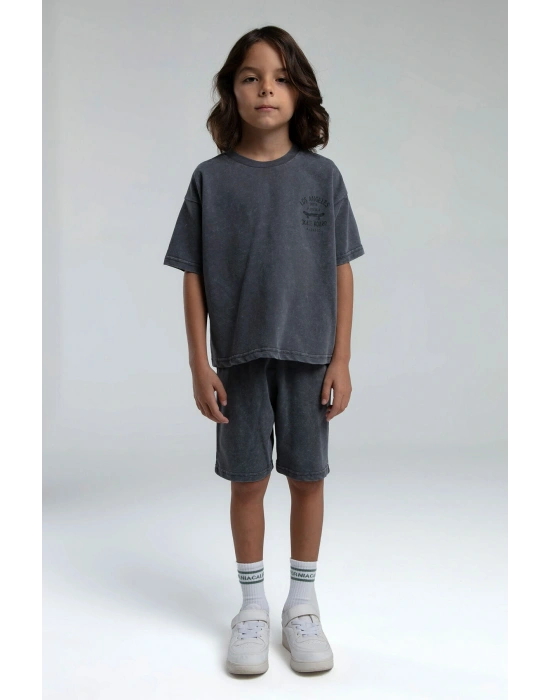 Erkek Çocuk Gri Bermuda Takım