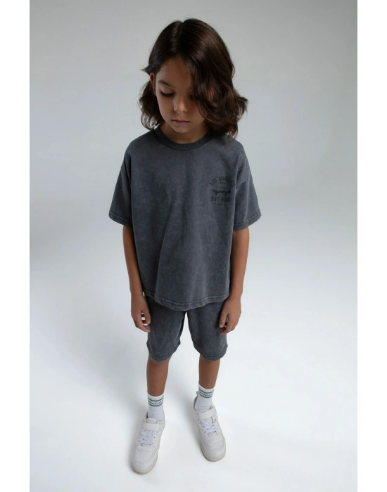 Erkek Çocuk Gri Bermuda Takım