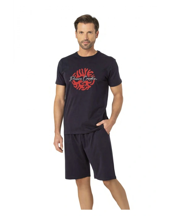 Lisanslı Erkek Pamuklu Kısa Kollu ve Cepli Şort Takım