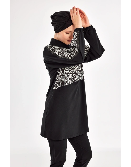 Kadın Zebri Uzun Kollu Tam Kapalı Tesettür Mayo 1224
