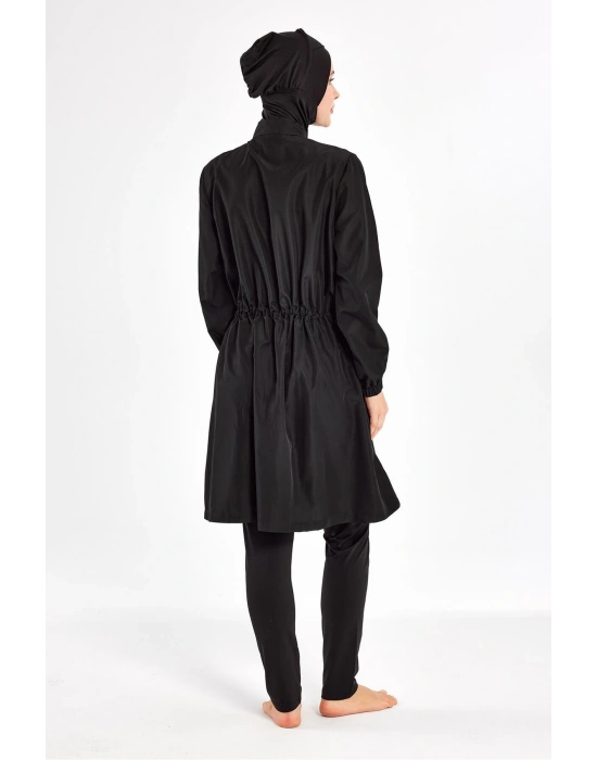 Ever Uzun Kollu Neon Detaylı Fermuarlı Tam Tesettür Mayo 1402-25 Siyah