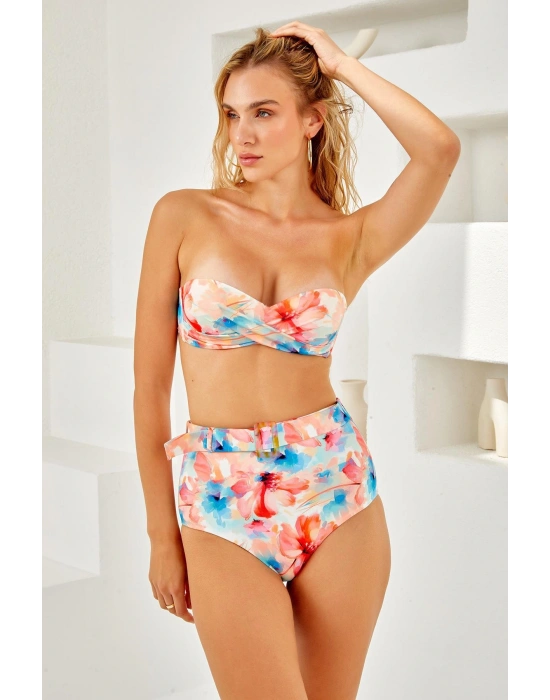 Dolgulu Straplez Aksesuarlı Bikini Takım 4204