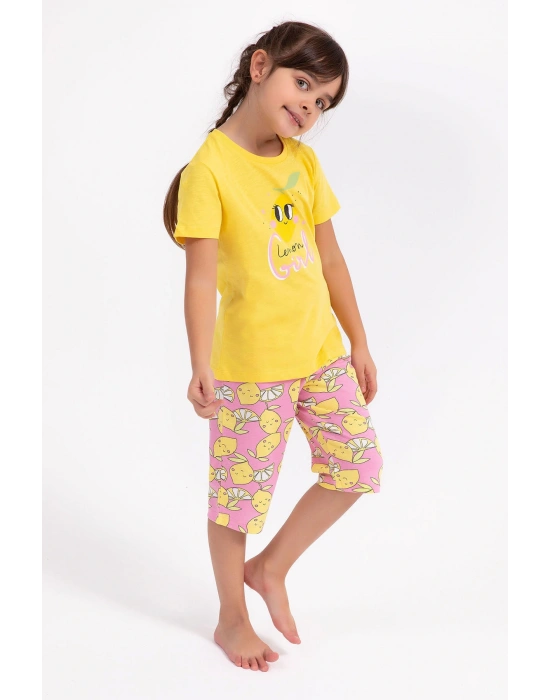 Lemon Girl Sarı Kız Çocuk Kapri Takım