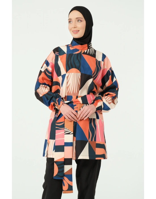 Desenli Oversize Tesettür Mayo