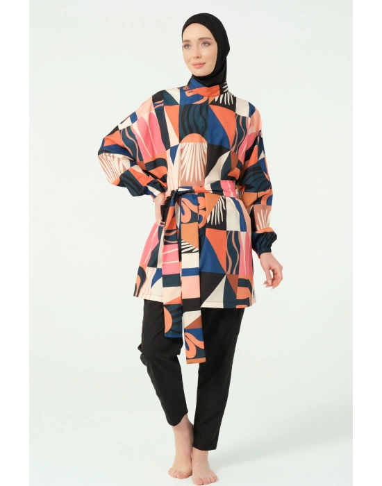 Desenli Oversize Tesettür Mayo